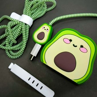 محافظ شارژر و کابل طرح آووکادو مجموعه 4 عددی