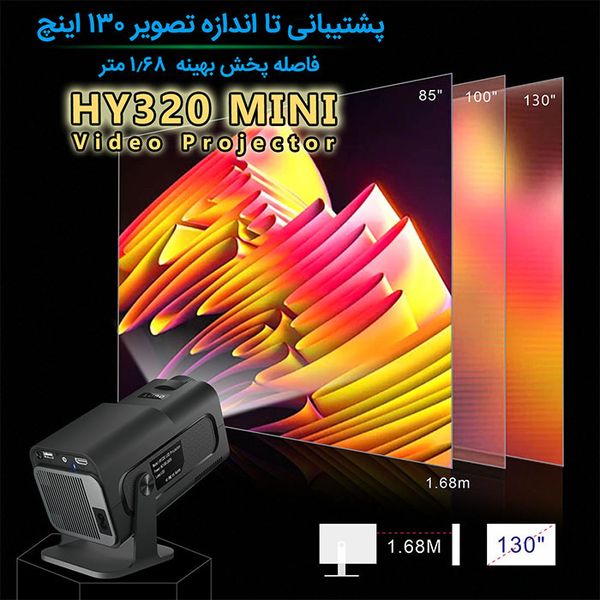 ویدئو پروژکتور مدل HY320 MINI با رزولوشن 4096x2160|4K