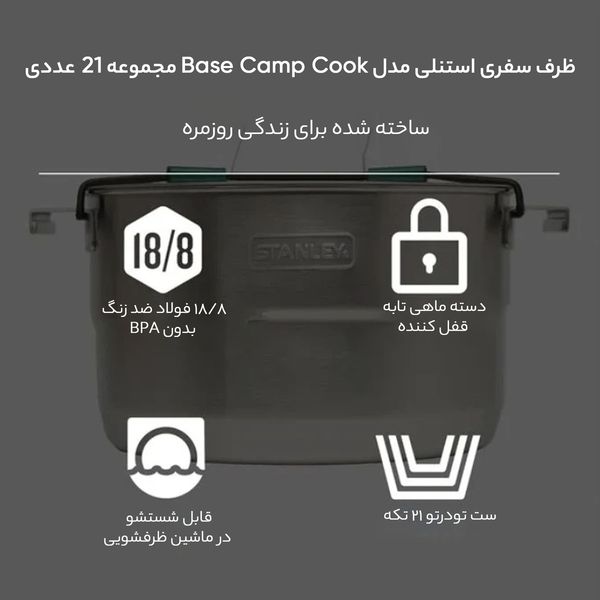 ظرف سفری استنلی مدل Base Camp Cook مجموعه 21 عددی