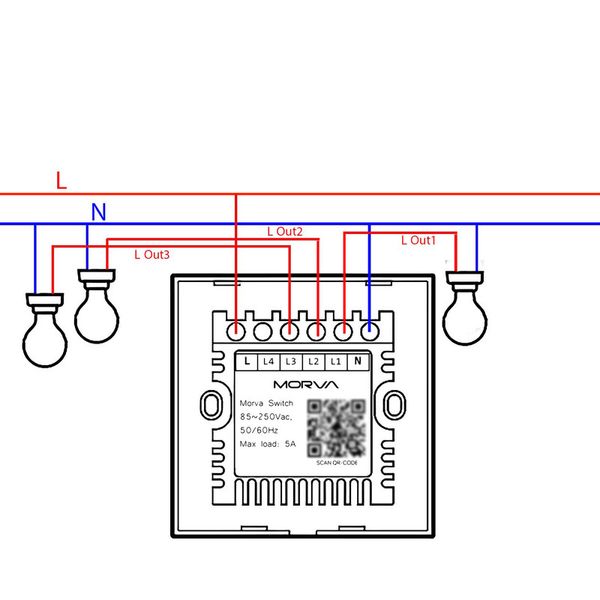 کلید لمسی هوشمند سه پل مٌروا مدل JS مجموعه سه عددی