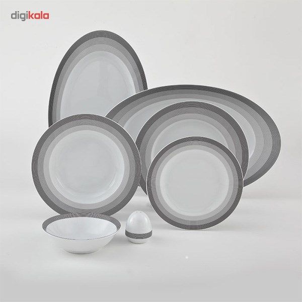 سرویس چینی 28 پارچه غذا خوری چینی زرین ایران سری ایتالیا اف مدل سیلور لاینر درجه یک