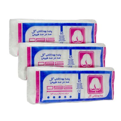 پنبه بهداشتی کاوه مدل گل 3 بسته 50 گرمی