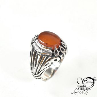انگشتر نقره عقیق دور اشکی مردانه ایتالیایی کد 9008