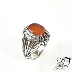 انگشتر نقره عقیق دور اشکی مردانه ایتالیایی کد 9008