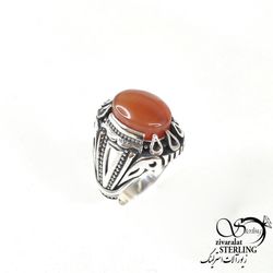 انگشتر مردانه عقیق قرمز نقره ایتالیا کد 9011