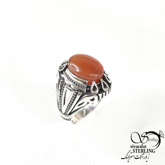 انگشتر مردانه عقیق قرمز نقره ایتالیا کد 9011
