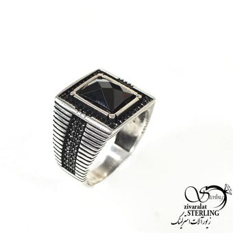 انگشتر نگین اونیکس مربع کد 9024
