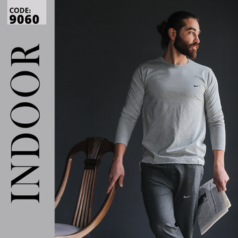 ست لباس راحتی تیشرت آستین بلند و شلوار مردانه ایندور مدل 9060