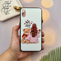قاب گوشی iPhone X / iPhone XS آیفون دور ژله ای طرح برجسته فانتزی مدل دختر و خرس