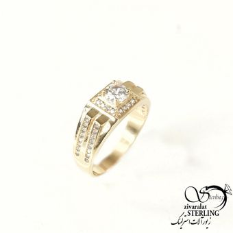 انگشتر وسط نگین طلاروس طرح طلا کد 9077