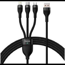 کابل تبدیل 1.2 متری USB-C به USB-C/microUSB/لایتنینگ باسئوس مدل CASS030001