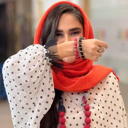 دستبند بنگل دست ساز اکسسوری پارچه ای
