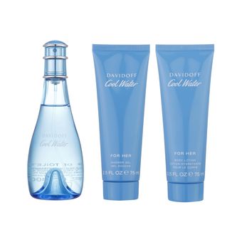 ست ادوپرفیوم زنانه دیویدف مدل Cool Water حجم 100 میلی لیتر به همراه لوسیون بدن زنانه دیویدف مدل Cool Water حجم 75 میلی لیتر و شا