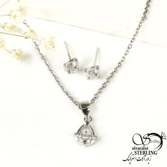 نیمست نگین برگی نقره 925 کد 9127