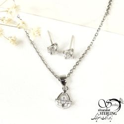 نیمست نگین برگی نقره 925 کد 9127