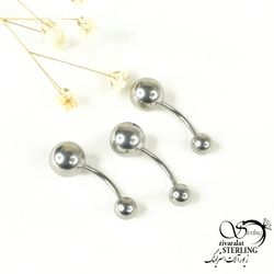 پیرسینگ ناف استیل سفید گوی دار کد 9248