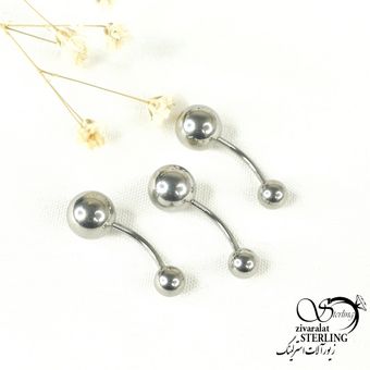 پیرسینگ ناف استیل سفید گوی دار کد 9248