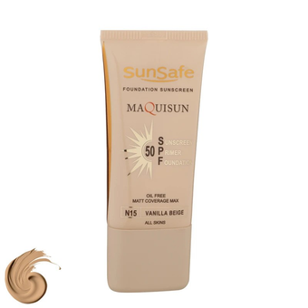 ضد آفتاب کرم پودری و پرایمری spf50 سان سیف فاقد چربی (بژ وانیلی)