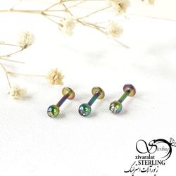 پیرسینگ لب هلوگرامی برند استیل کد 9275