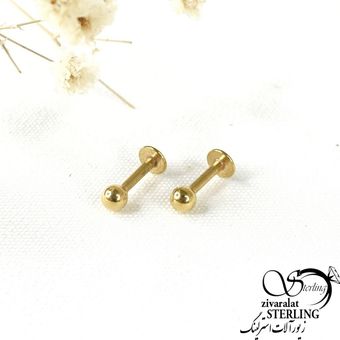 پیرسینگ لب طلایی گوی دار برند استیل کد 9281