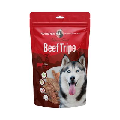 تشویقی سگ هاپومیل مدل سیرابی سفید گاو کد Beef Tripe وزن 25 گرم