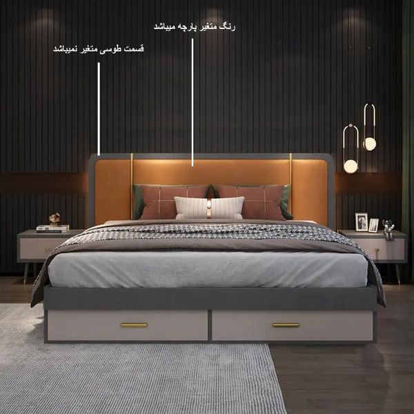 تخت خواب دونفره مدل کارا سایز 160×200 سانتی متر