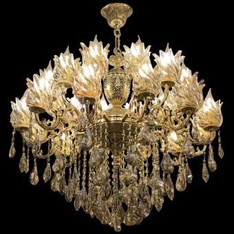 لوستر 24شعله دوگل کوچک سبک تمام برنز