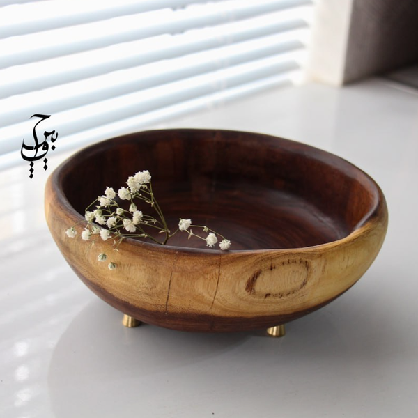 ظرف چوب طبیعی کهور با پایه فلزی