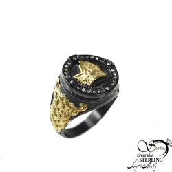 انگشتر تاج برند استیل طرح مدرن کد 9585