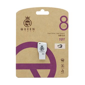 Queen tech-101 USB2.0 Flash Memory-8GB (گارانتی مادام العمر شرکت آی تین) سفید