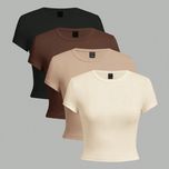 کراپ آستین کوتاه یقه گرد