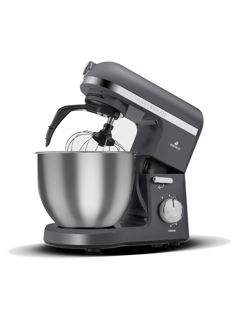 همزن و خمیرزن دو بازویی برند کاراجا ترکیه ای اورجینال مدل مسترمید شف پرو خاکستری فضایی 1500 وات 5 لیتر Karaca Mastermaid