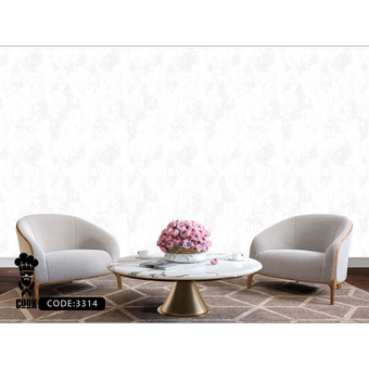 کاغذ دیواری سفید نقره ای شاین دار با طرح داماسک مدرن 3314