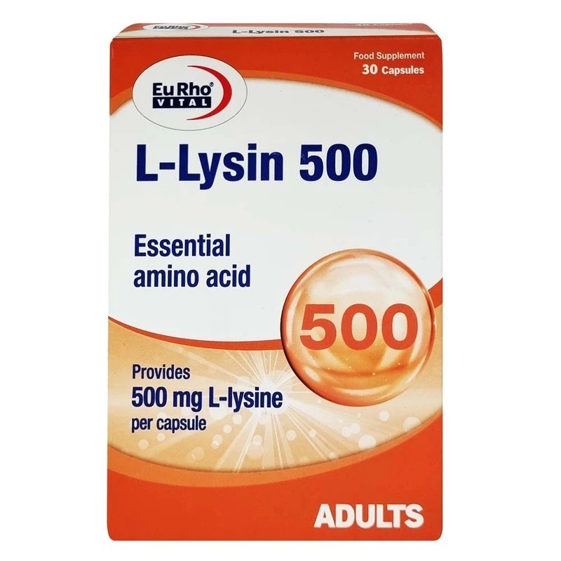 کپسول ال لیزین 500 میلی‌گرم یوروویتال بسته 30 عددی تقویت سیستم ایمنی، درمان عفونت‌، موثر در کلاژن‌سازی و حفظ سلامت پوست