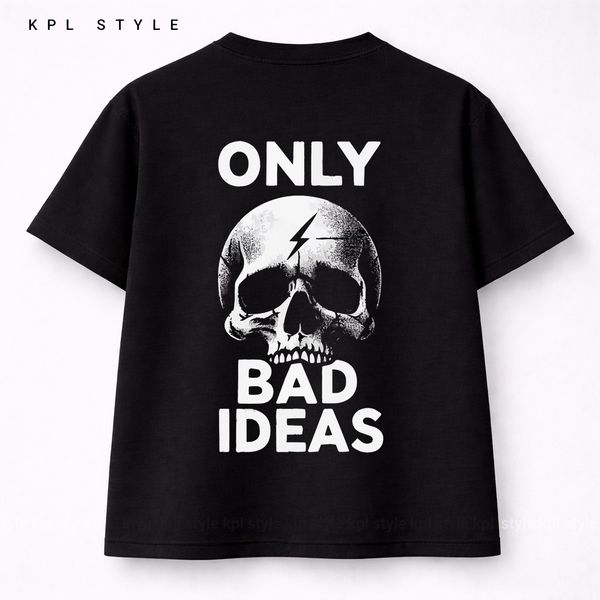 تیشرت باکسی صد درصد پنبه طرح BAD IDEAS | دوخت تمیز و مقاوم | کد 1398