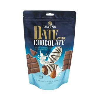 خرما شکلاتی شیری با مغز بادام تنگسیر - 250 گرم