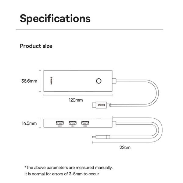 هاب 6 پورت USB-C بیسوس مدل BS-OH151 (گارانتی 24 ماهه آونگ)