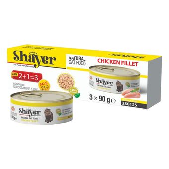 ارسال فوری از 10 صبح تا 10 شب + فروش ویژه تهران و حومه کنسرو غذای گربه شایر مدل فیله مرغ وزن 90 گرم بسته 3 عددی