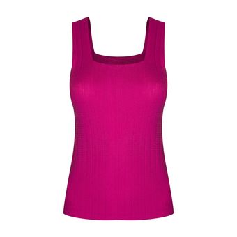 تاپ بافت زنانه مدل یقه خشتی رنگ صورتی