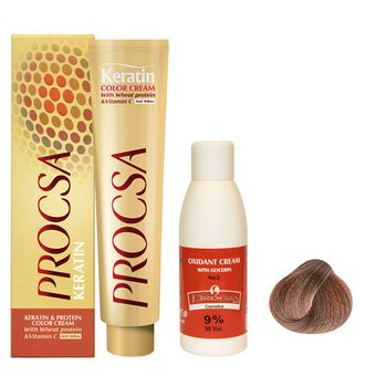 رنگ مو پروکسا سری Chocolate شماره 6.37 حجم 100 میلی لیتر رنگ بلوند شکلاتی تیره به همراه اکسیدان پروکسا مدل گلیسیرینه 9 درصدی حجم