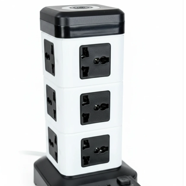 چندراهی برق 12 خانه مدل T3U | مجهز به وایرلس شارژر، 2 پورت USB، یک پورت Type‑C و توان 2500 وات