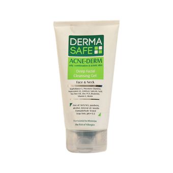 ژل شوینده صورت درماسیف سری Acne Derm مدل Deep Facial حجم 150 میلی لیتر