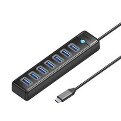 هاب 7 پورت USB-C اوریکو مدل PW7U-C3-015 طول 15 سانت(قابلیت اتصال آداپتور)