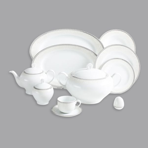 سرویس غذاخوری 102 پارچه 12 نفر چینی زرین ایران مدل ایتالیا اف ریوا درجه عالی