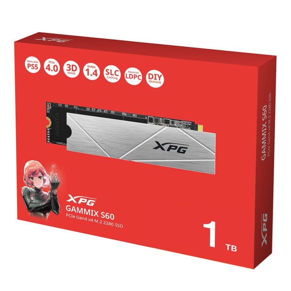 اس اس دی اینترنال ای دیتا ایکس پی جی مدل GAMMIX S60 PCIe Gen4 x4 M.2 2280 ظرفیت 1 ترابایت