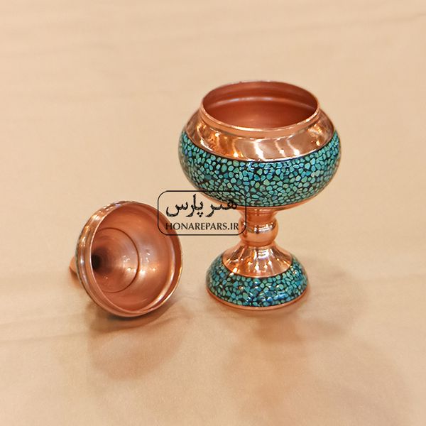 شکلاتخوری مس و فیروزه 16 سانت