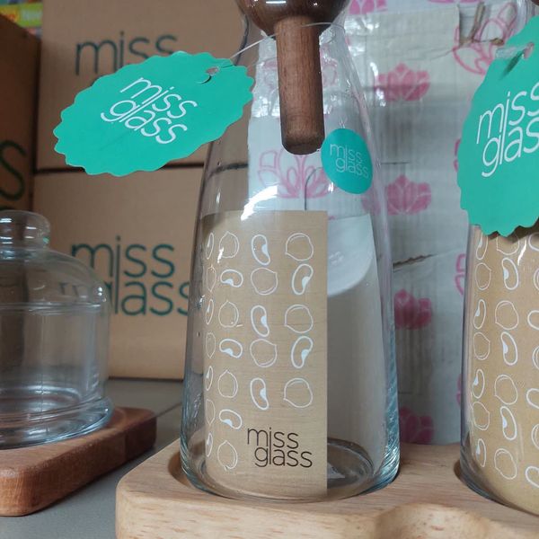 آبلیموخوری میس گلس مدل پایه چوبی کد HS1 مجموعه 2 عددی