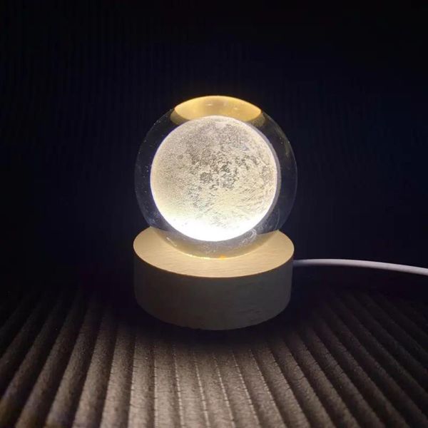 چراغ خواب مدل گوی شیشه ای 3D طرح ماه کد M24