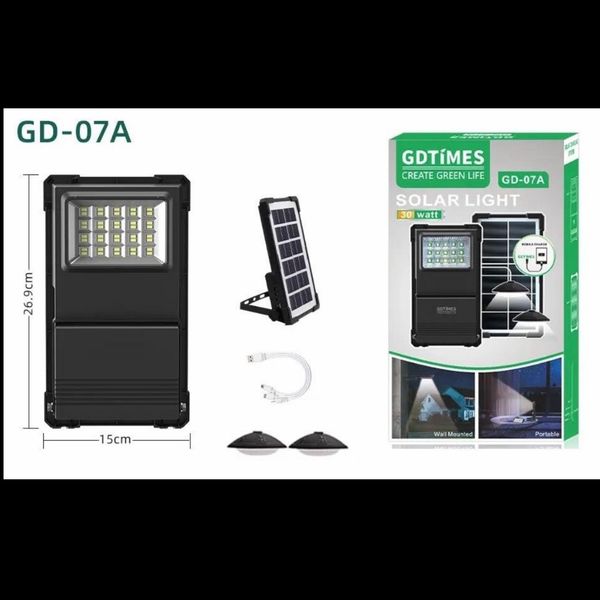پنل خورشیدی کمپینگ چندکاره GDTIMES GD-07A | روشنایی و شارژ در هر شرایطی