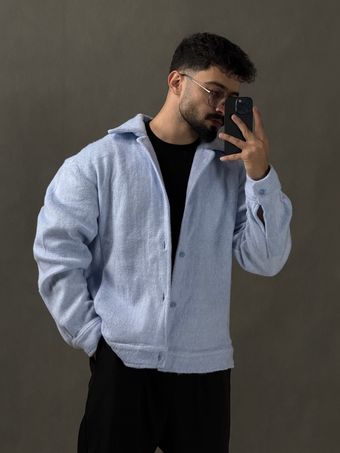 کت فوتر باکسی آبی آسمانی
